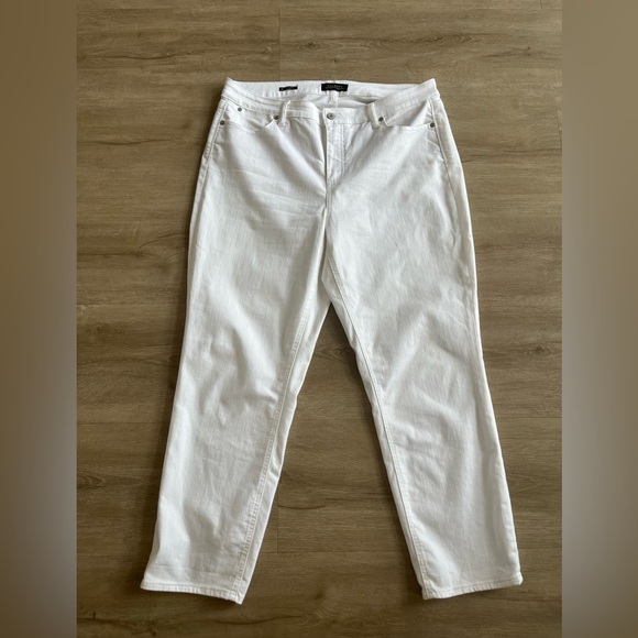 Talbots Women's Flawless Five Pocket Curvy Slim Ankle White Pants SZ 16 - Picture 2 of 8